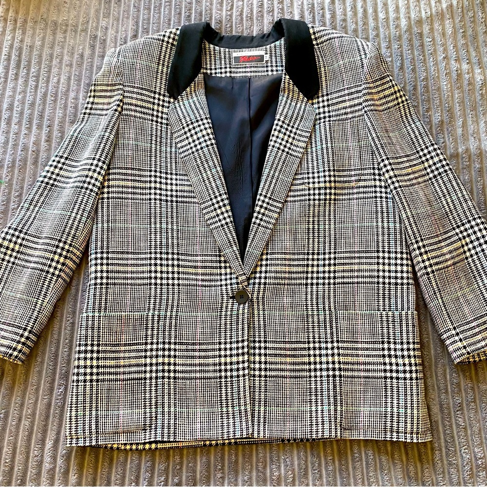 Vintage Morgan Taylor Blazer! Plaid padded jacket w/ pockets. Sz: 14